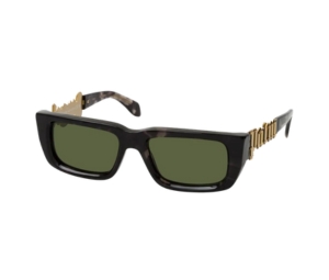 Palm Angels Milford Sunglasses In Rectangle Square Frame With Green Lens Havana