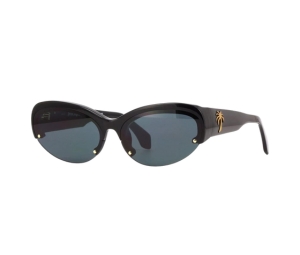 Palm Angels Palmdale Sunglasses In Cat Eye Frame With Dark Grey Lens Shiny Black