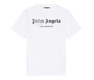 Palm Angels Rhinestone Sprayed Logo-Print T-Shirt In White