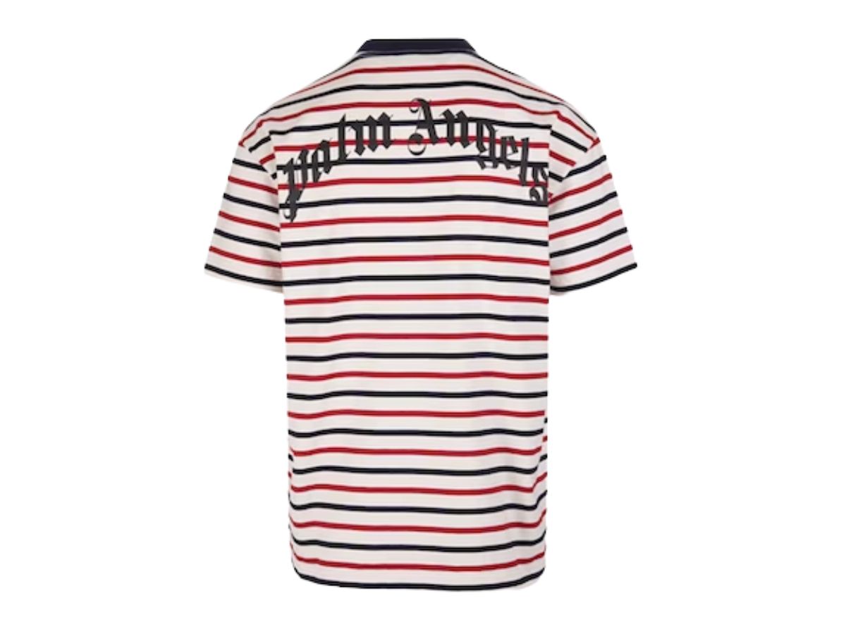 Palm Angels Striped Teddy Bear T-Shirt White/Red/Blue for Men