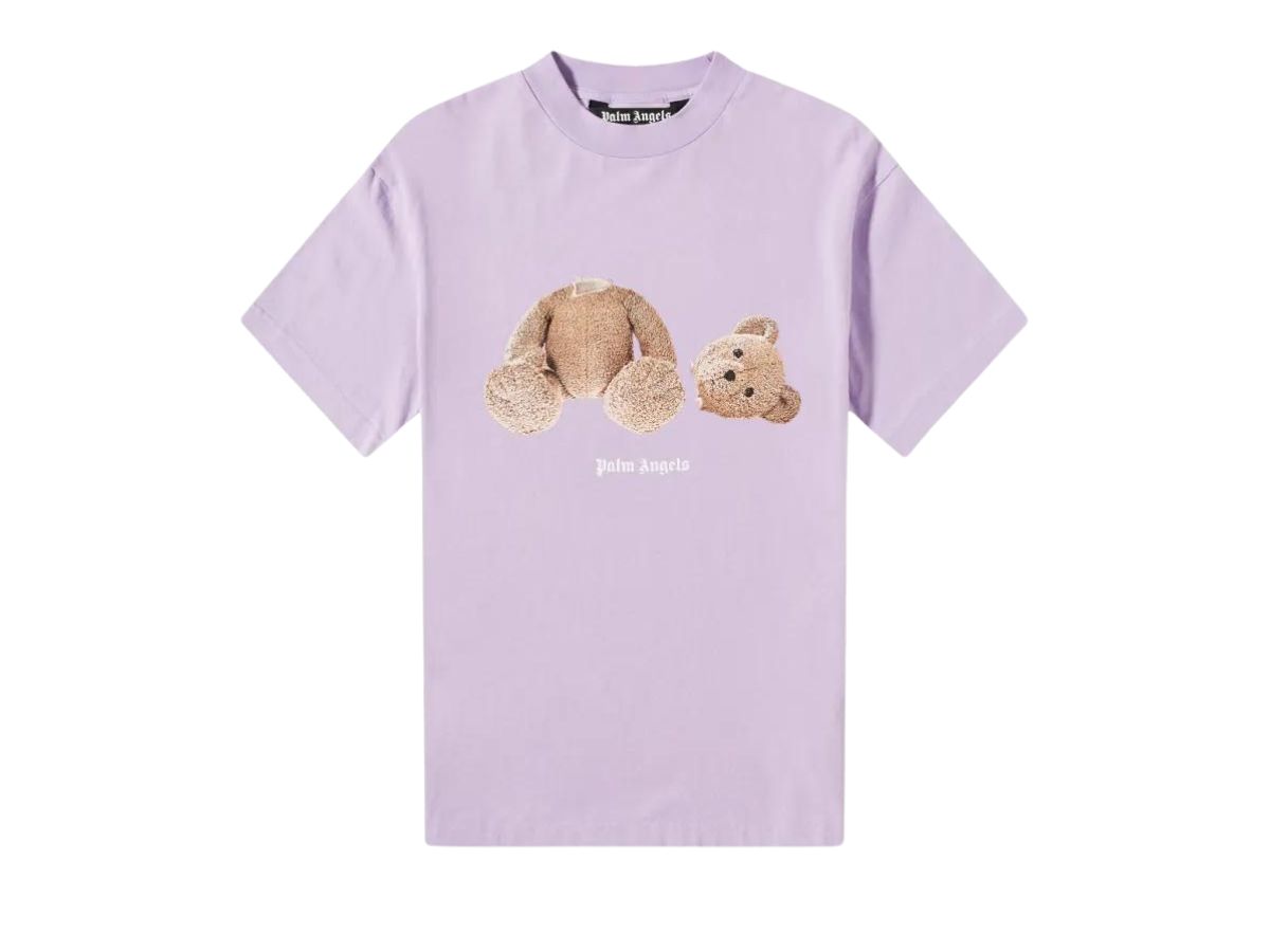 SASOM  apparel Palm Angels Teddy Bear-Print Cotton T-Shirt Lilac