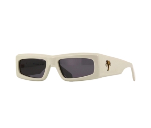 Palm Angels Yreka Sunglasses  In Acetate Frame With Dark Grey Lens Ivory White