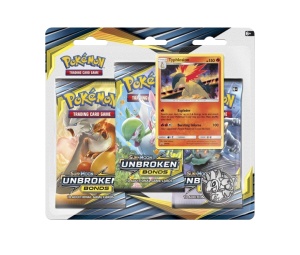 Buy Pokemon Sun & Moon "Unbroken Bonds" 3 Pack Blister (Random Art) & Coin & Typhlosion Promo Card (EN) at Sasom – Authentic and Ready to Ship
