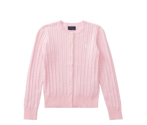 Buy Polo Ralph Lauren Cable Knit Logo Cardigan Pink (Kid) at Sasom – Authentic and Ready to Ship
