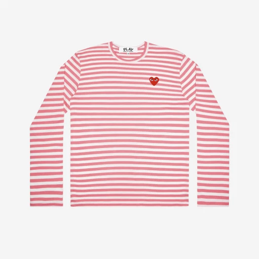 Play Comme des Garcons Bright Striped LS T-Shirt Pink