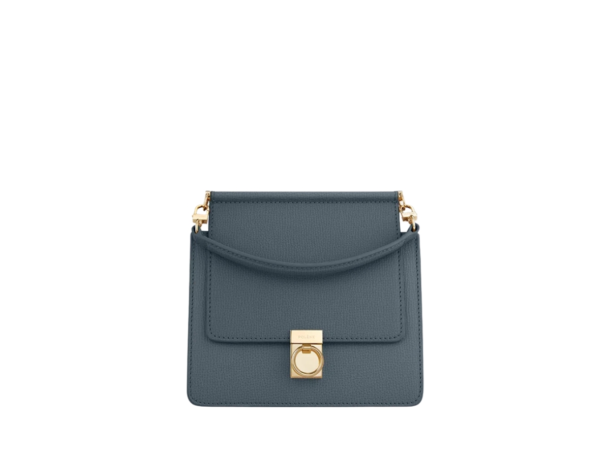 Polene Numero Sept Mini In Textured Calf Leather Midnight Blue