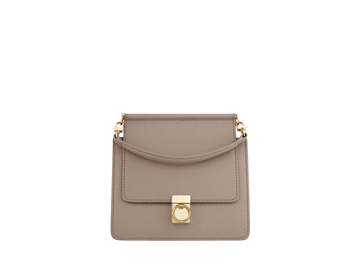 Polene Numero Sept Mini In Textured Calf Leather Taupe Polene Numero Sept Mini In Textured Calf Leather Taupe