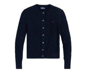 Buy Polo Ralph Lauren Cable-Knit Cotton Crewneck Cardigan Hunter Navy (W) at Sasom – Authentic and Ready to Ship