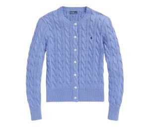 Buy Polo Ralph Lauren Cable-Knit Cotton Crewneck Cardigan New Litchfield Blue (W) at Sasom – Authentic and Ready to Ship