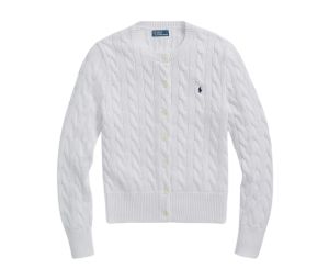 Buy Polo Ralph Lauren Cable-Knit Cotton Crewneck Cardigan White (W) at Sasom – Authentic and Ready to Ship