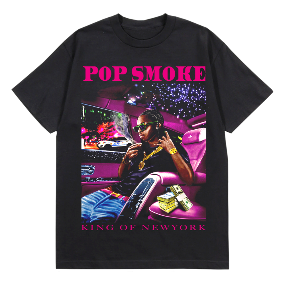 Pop Smoke x Vlone King Of NY T-shirt Black | ของแท้