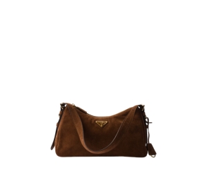 Buy Prada Aimée medium suede shoulder bag Metal Hardware Brown at Sasom – Authentic and Ready to Ship