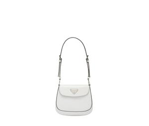 Prada Cleo Brushed Leather Mini Bag with Flap White N 1BH188-ZO6-F0PG7