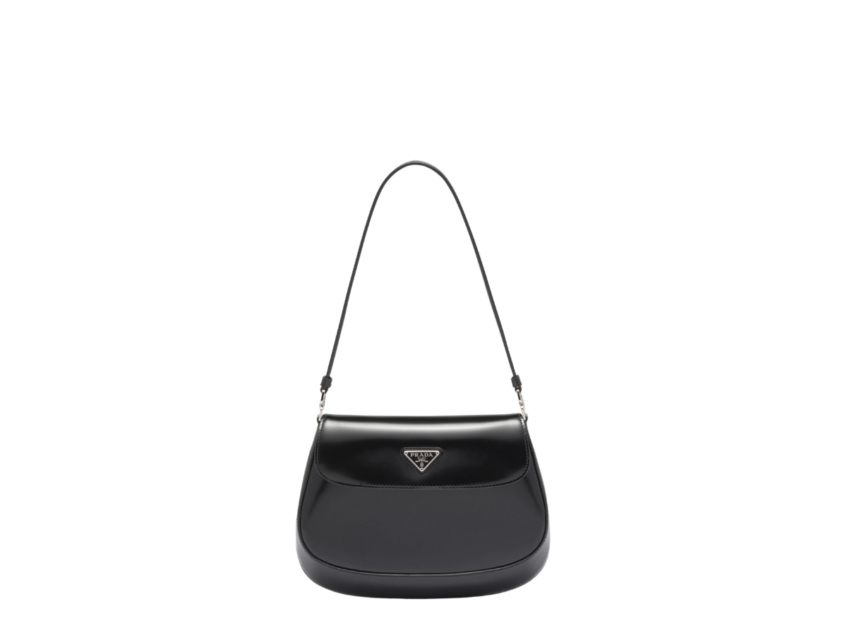 กระเป๋า Prada Cleo Brushed Leather Shoulder Bag With Flap Black | SASOM