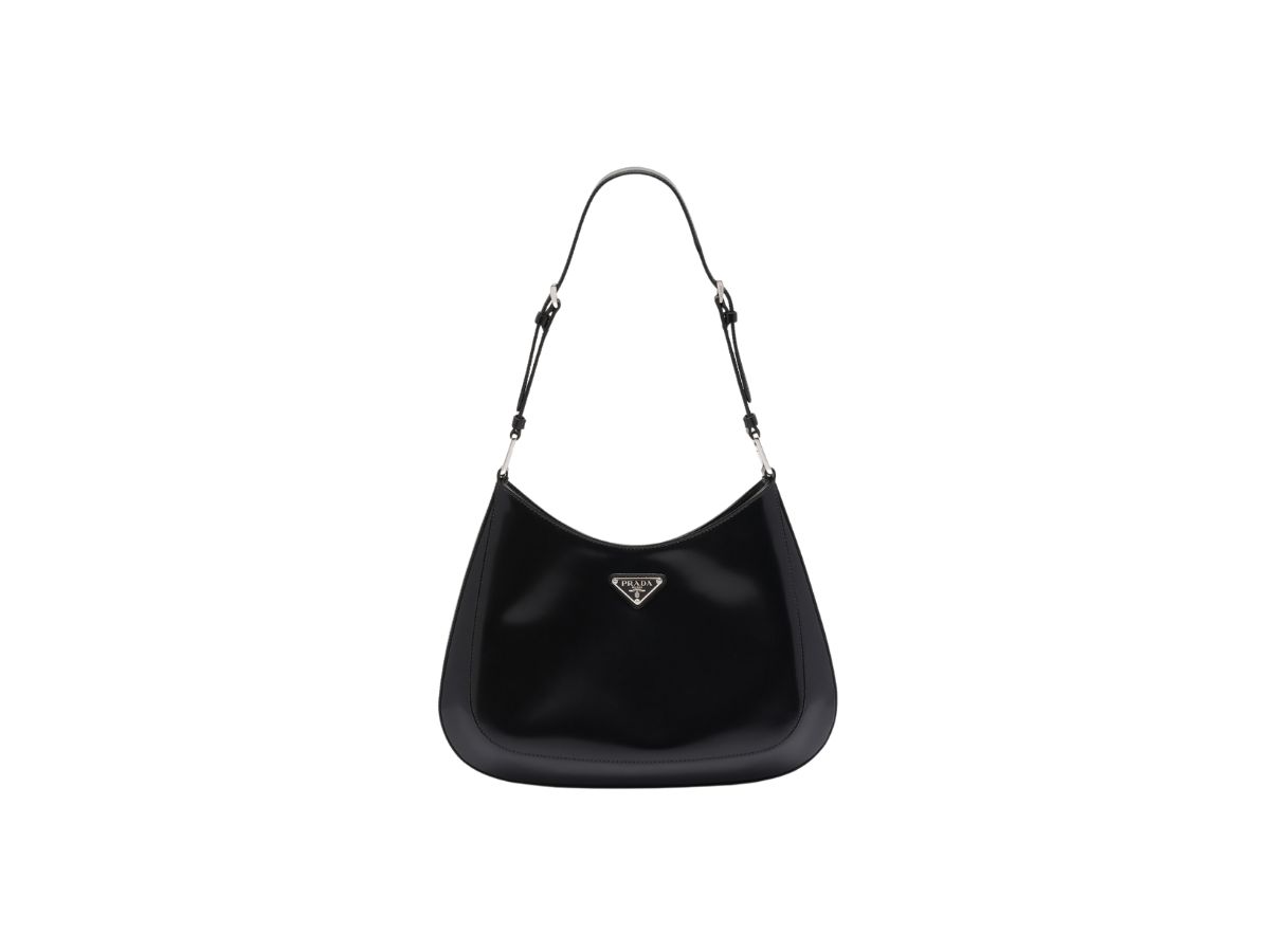 Black Prada Cleo Brushed Leather Shoulder Bag