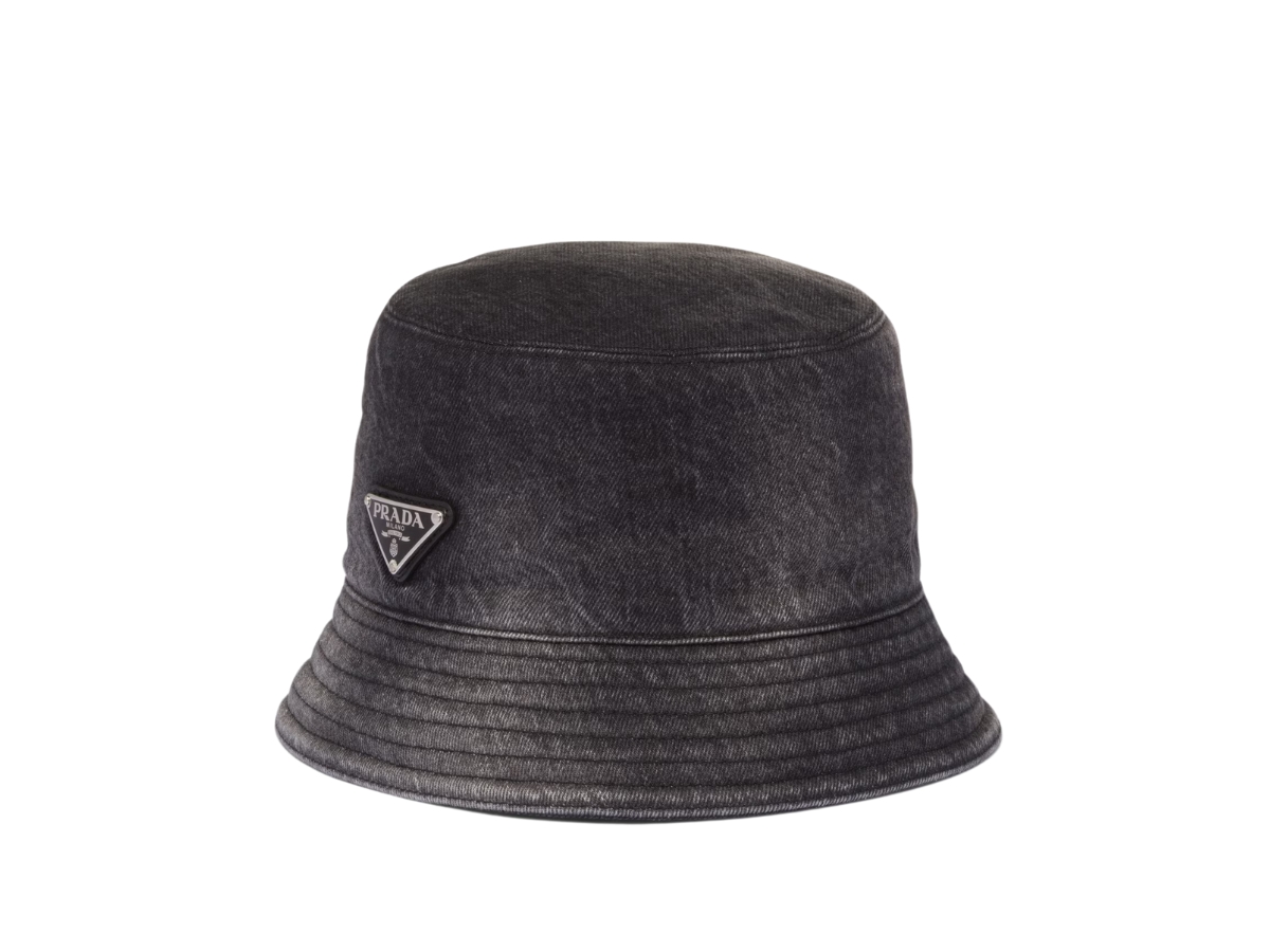 ??‍♀️Prada Washed Black Denim Bucket Hat with Triangle Logo Plate Prada Denim Bucket Hat In Washed Denim With Enameled Metal  main image 2