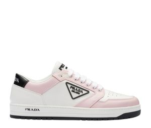 Prada District Perforated Leather Sneakers White Alabaster Pink