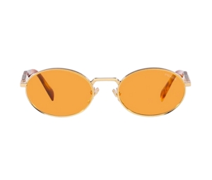 Prada Eyewear Oval-Frame Sunglasses With Pale Gold Metal Frame