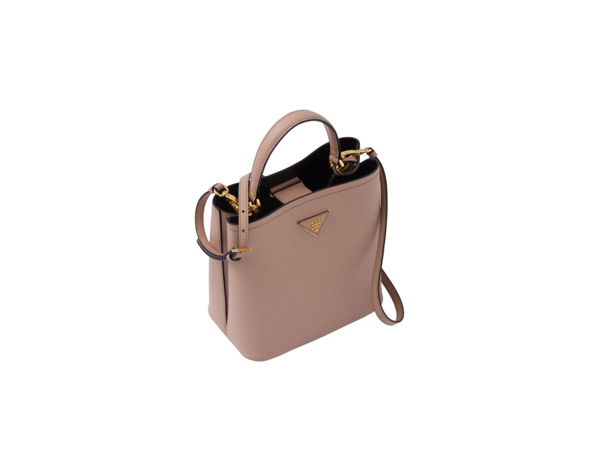 Powder Pink/black Small Saffiano Leather Prada Panier Bag