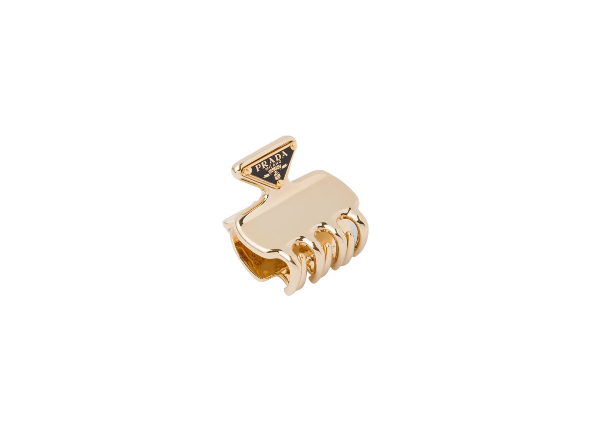 ★PRADA★ Leather Hair Clip Gold 1IF004ZO6F0522 1IF004ZO6F05 Prada Leather Hair Clip Gold Mirror Finish – Blank Room