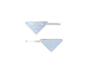 Buy Prada Metal Hair Clips With Enameled Triangle Logo Light Blue at Sasom – Authentic and Ready to Ship