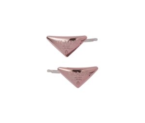 Buy Prada Metal Hair Clips With Engraved Lettering Logo Alabaster Pink at Sasom – Authentic and Ready to Ship