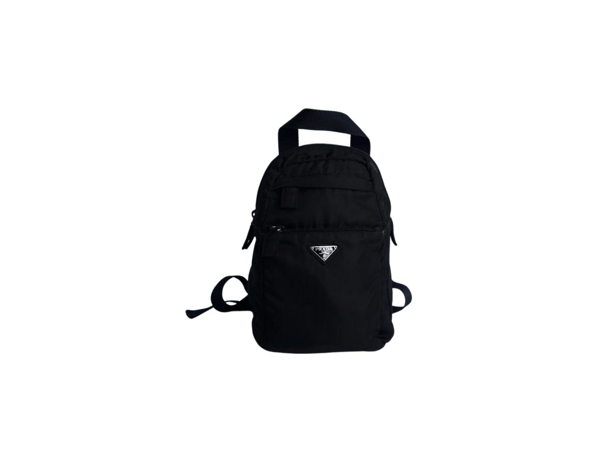 Prada Nylon Mini Backpack With Enameled Metal Triangle Logo Black
