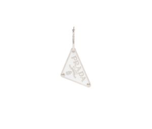 SASOM  accessories Prada Prada Symbole Pendant Right Earring In Palladium  Finish With Visible Logo White Check the latest price now!