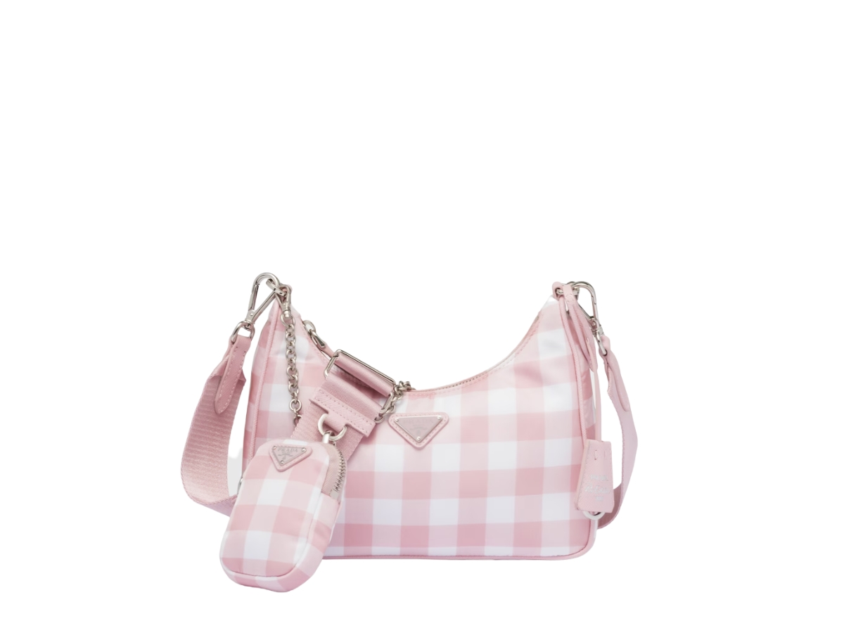PRADA Pink Gingham Check Pouch Y2K