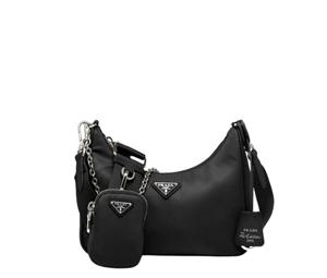Prada Re-Edition 2005 Re-Nylon Bag In Saffiano Leather With Silver-Tone Hardware Black