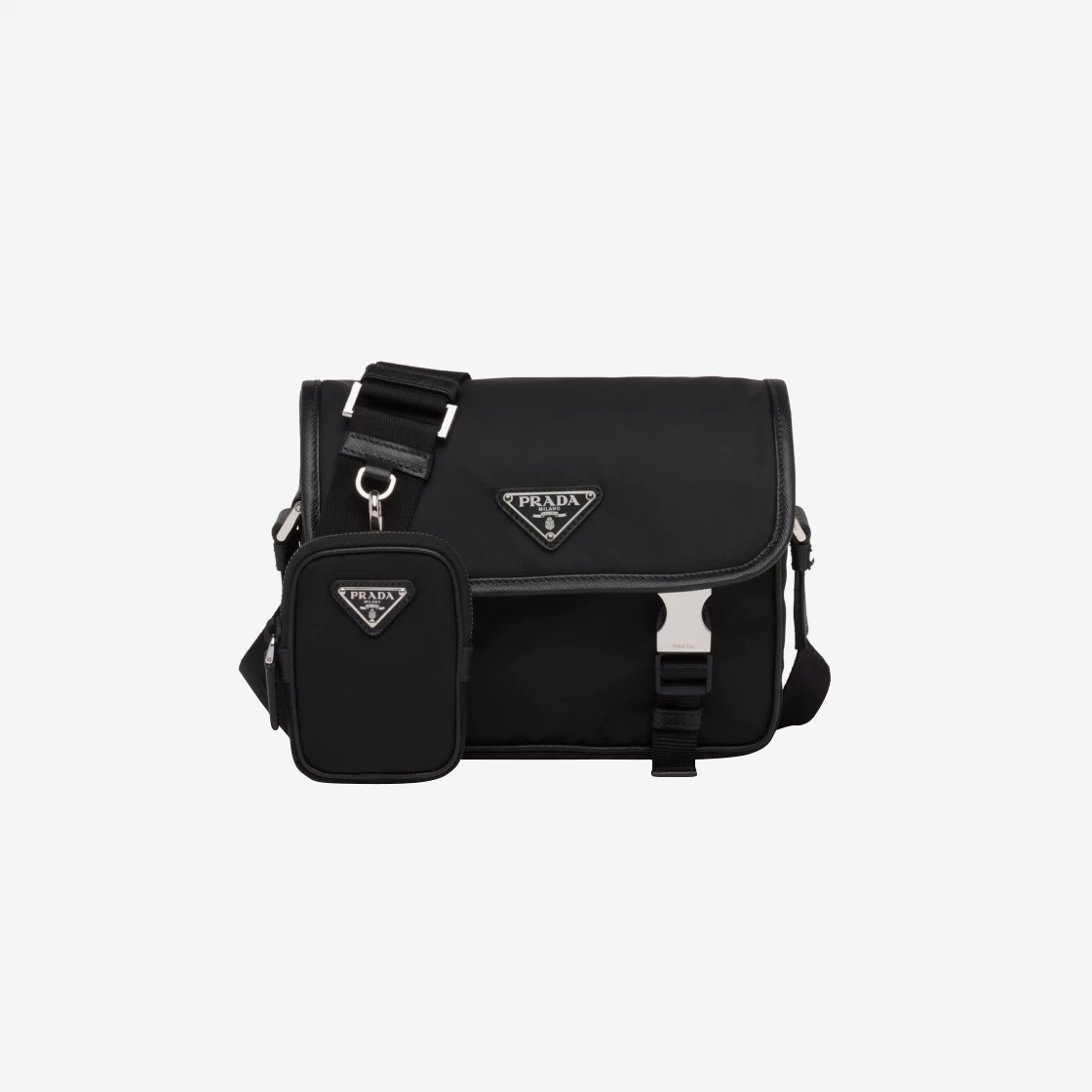 SASOM กระเป๋า Prada ReNylon and Saffiano Leather Shoulder Bag Black