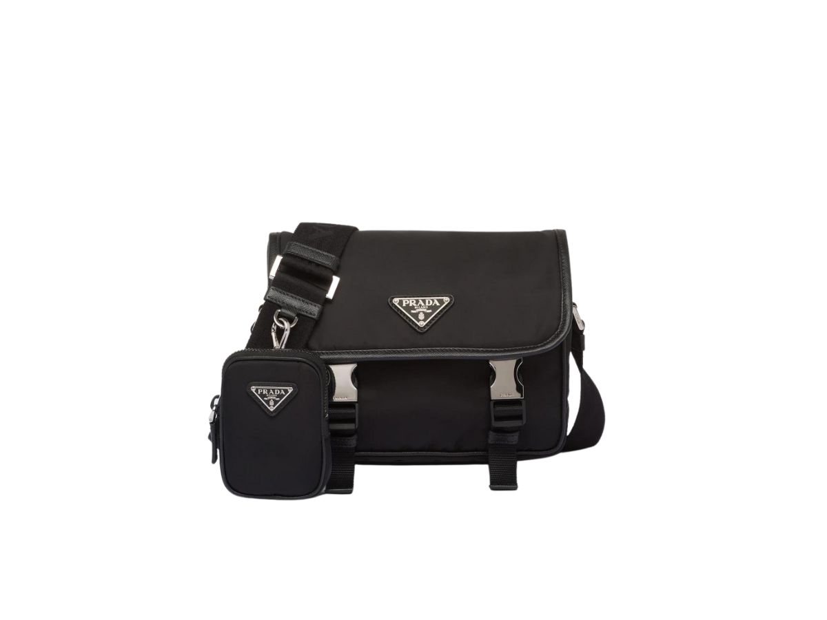 PRADA: bag in saffiano leather with triangular logo - Black
