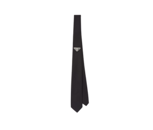 Prada Re-Nylon Gabardine Tie In Nylon With Triangle Logo Black