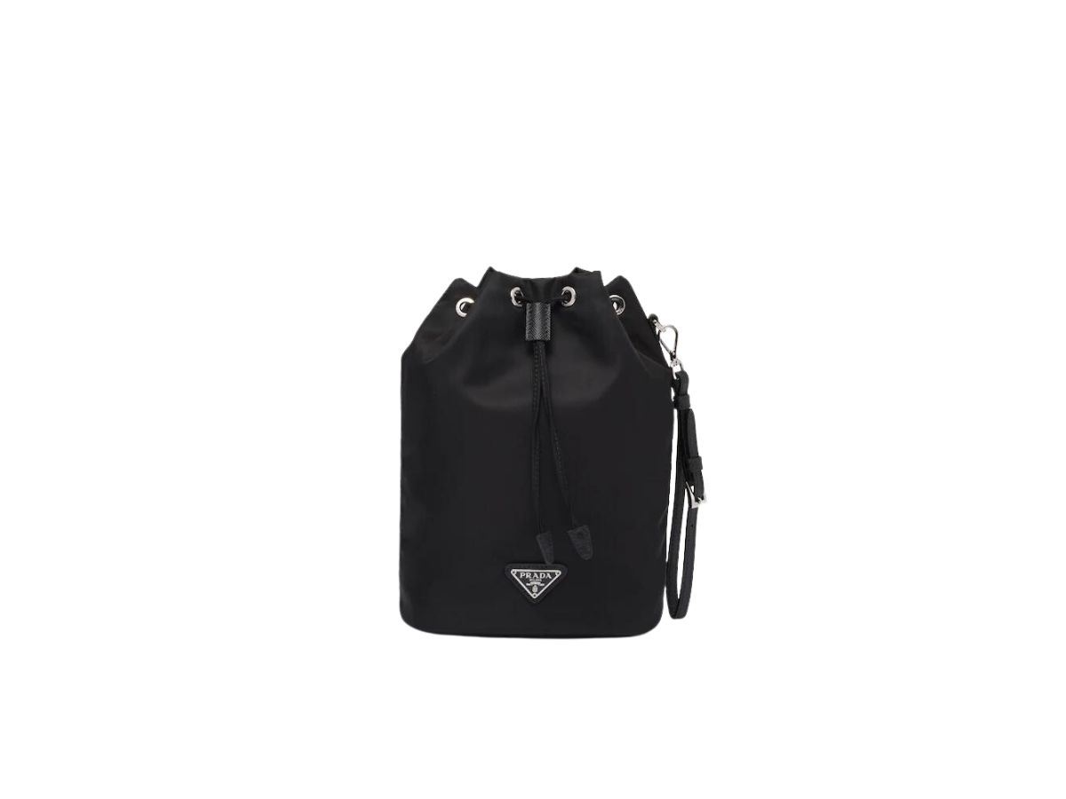 SASOM bags Prada Re Nylon Pouch With Enameled Metal Triangle Logo Detachable Leather Handle Black Check the latest price now