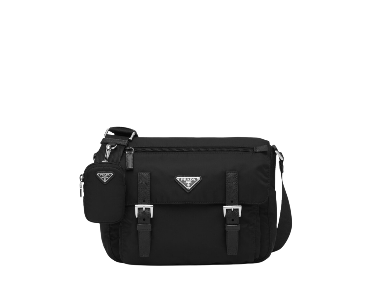 SASOM กระเป๋า Prada ReNylon Shoulder Bag In Logo On Flap With Silver