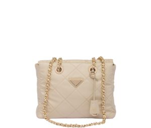 Buy Prada Re-Nylon Tote Bag With Enameled Metal Triangle Logo And Metal Hardware Desert Beige at Sasom – Authentic and Ready to Ship