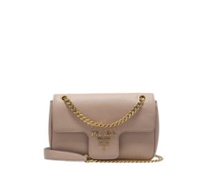 Buy Prada Saffiano Leather Chain Shoulder Bag With Metal Lettering Logo Powder Pink at Sasom – Authentic and Ready to Ship