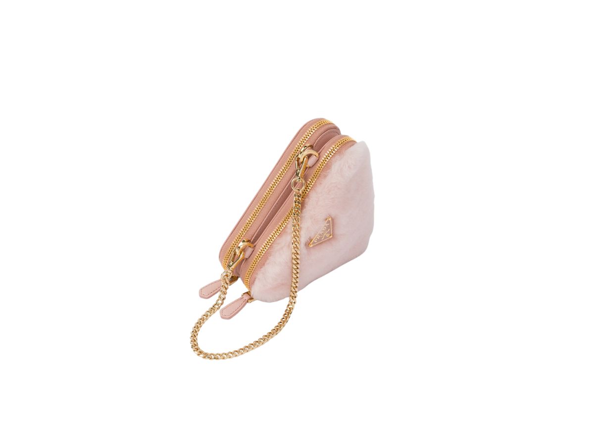Prada Shearling And Saffiano Leather Mini-Pouch With