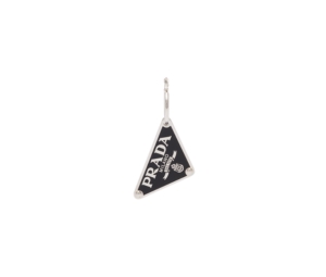 Prada Symbole Pendant Left Earring In Triangle Logo 925 Sterling Silver Enamel