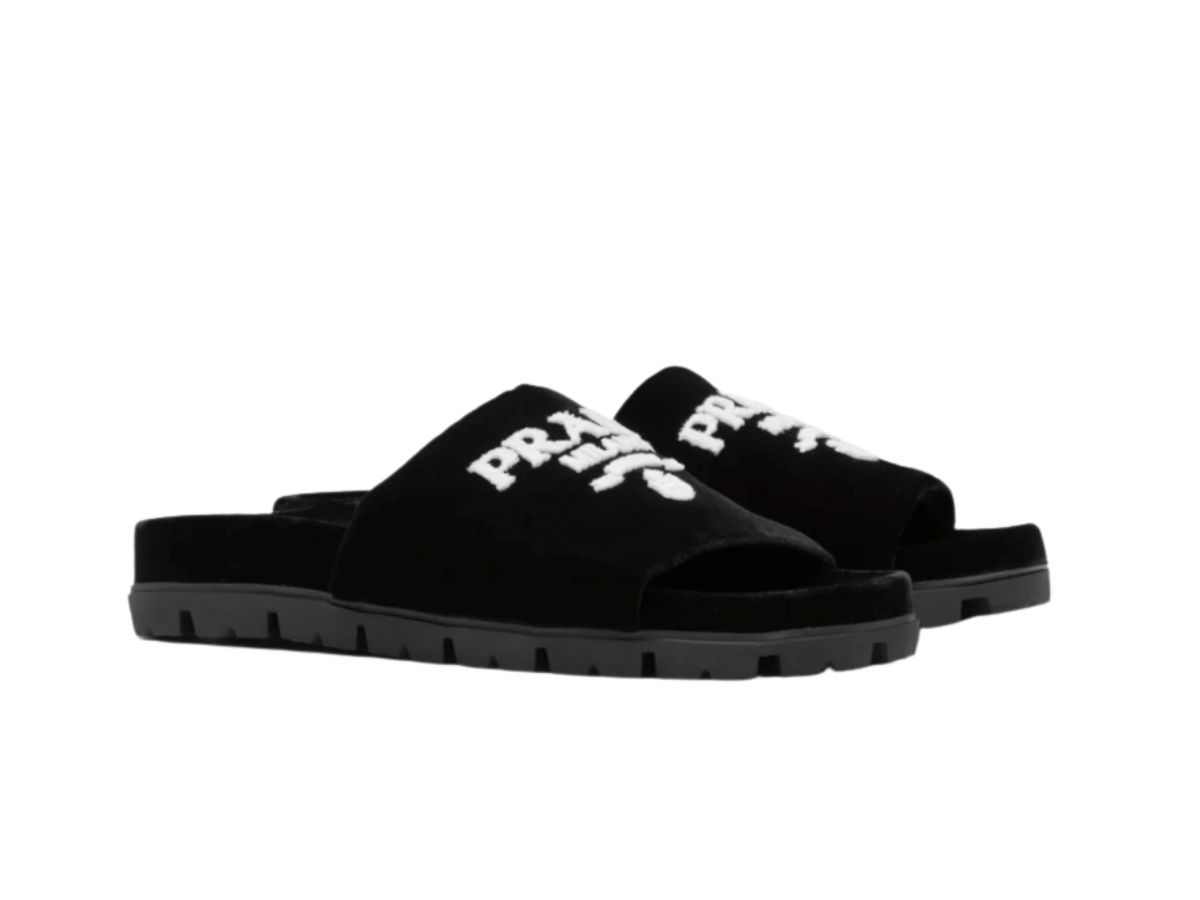 PRA SLIDES SANDALS BLACK VELVET