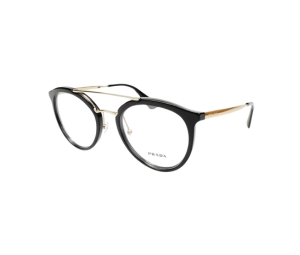 Prada VPR 15T Eyeglasses In Gold Metal and Plastic Frame With Demo Lens Black