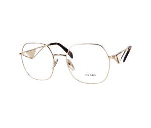 Prada VPR 59Z Eyeglasses In Gold Metal Frame With Demo Lens Havana