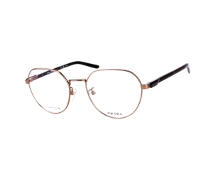 Prada VPR 62Y Eyeglasses In Rose Gold Metal Frame With Demo Lens Dark Havana