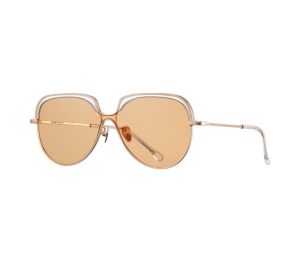 Projekt Produkt FN-1-C00PG Sunglasses In Clear-Pink Gold Acetate-Titanium Frame With Brown Lenses