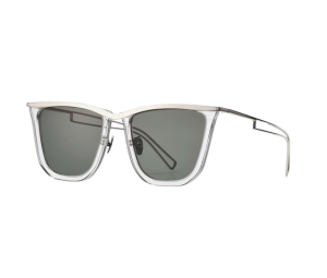 Projekt Produkt RP-04-C00WG Sunglasses In Clear-White Gold Acetate-Stainless Steel Frame With Green Lenses