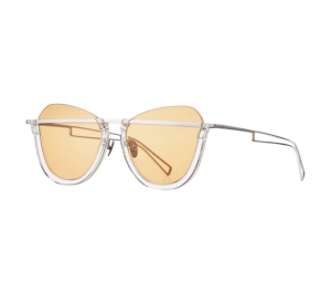 Projekt Produkt RP-05-C00WG Sunglasses In Clear-White Gold Acetate-Stainless Steel Frame With Orange Tint Lenses