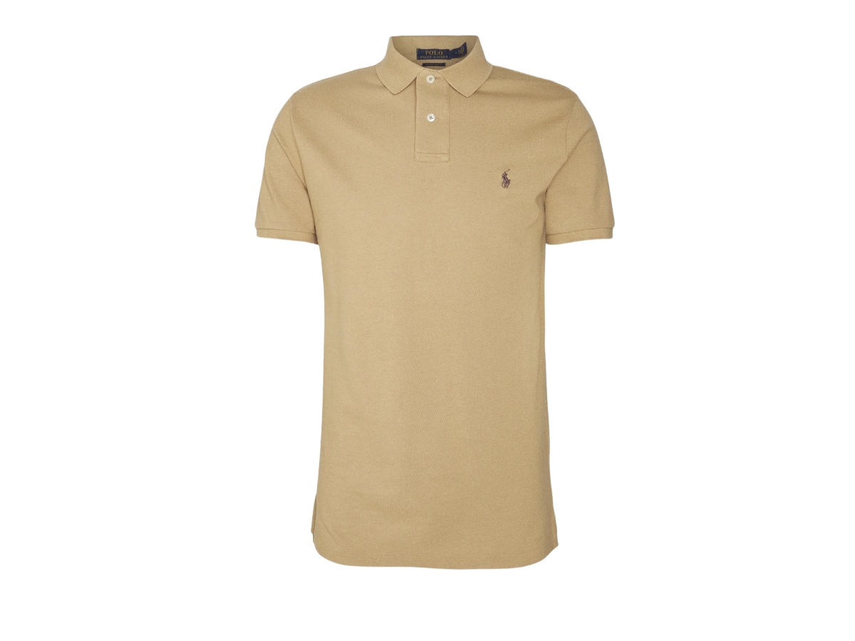 Polo Ralph Lauren CUSTOM SLIM FIT MESH POLO SHIRT - Polo shirt - luxury  tan/beige 