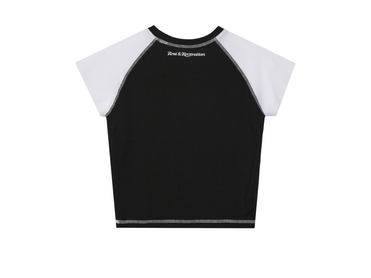 【Rest&Recreation】24HS★RAGLAN CROP TOP(S,M) ช้อป Rest & Recreation Raglan Crop Top Blackของแท้ที่ SASOM