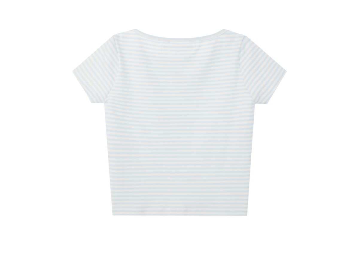 [Rest & Recreation] STRIPE PK T-SHIRT ★大人気★ Rest & Recreation Stripe Lip Neck T-Shirt Sky Blue | ของแท้