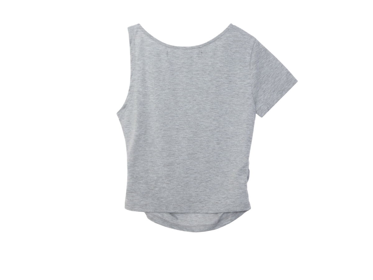 ■Rest & Recreation■ UNBALANCED SLEEVE TOPPINK RR242TP004PI Rest & Recreation Unbalanced Sleeve Top Grey | ของแท้